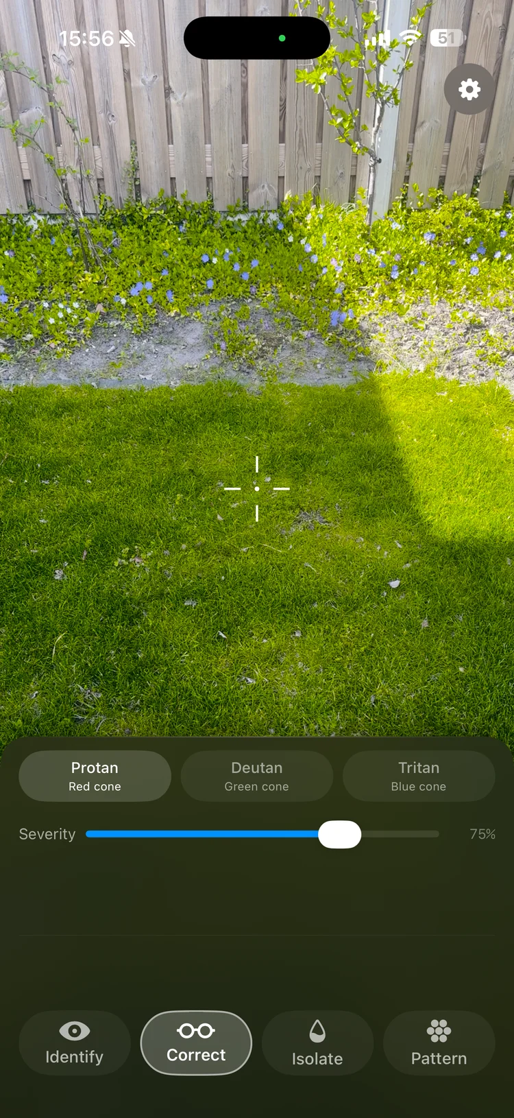 HueScope Correct mode showing color blindness correction