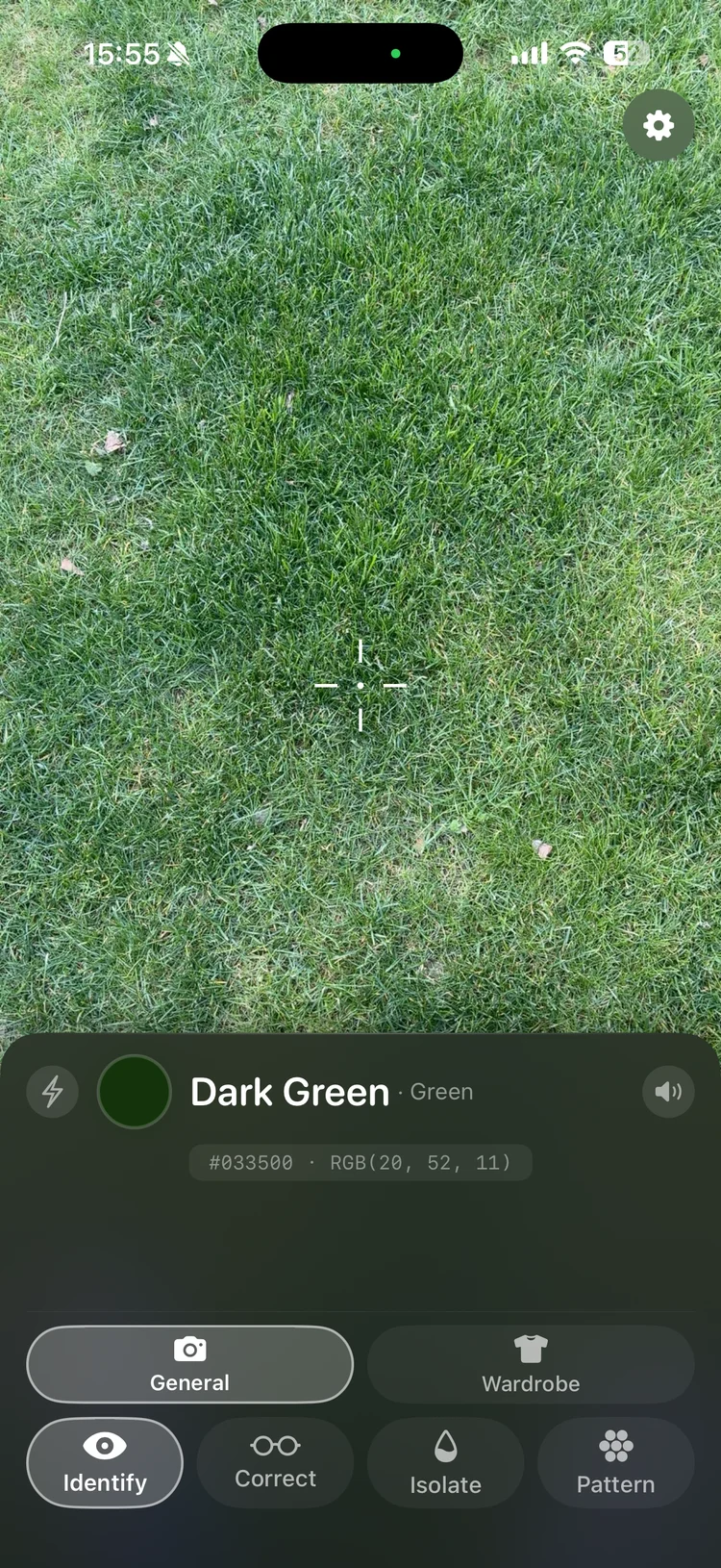 HueScope app showing color identification