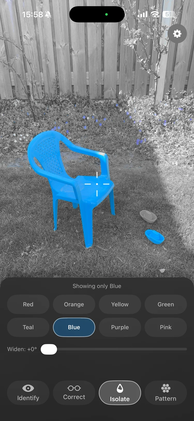 HueScope Isolate mode showing selective color highlighting