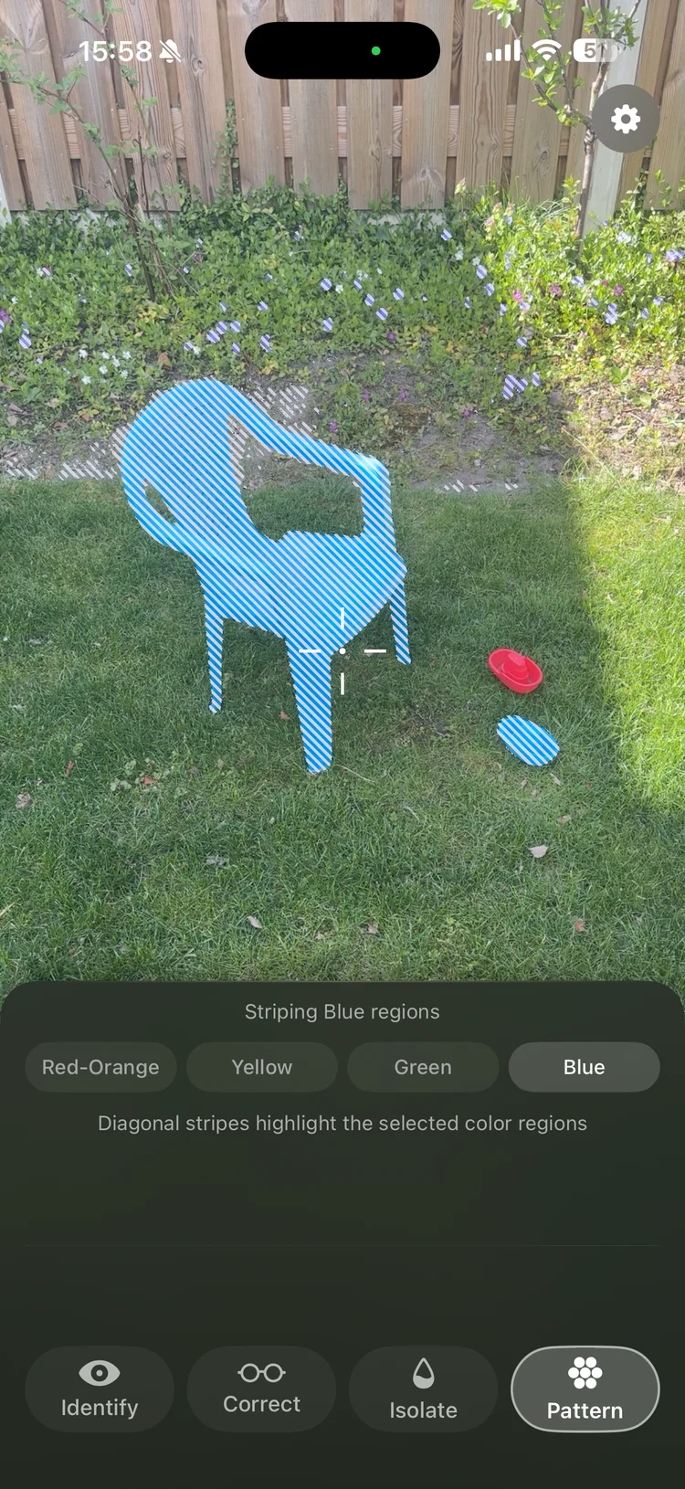 HueScope Pattern mode showing texture overlay